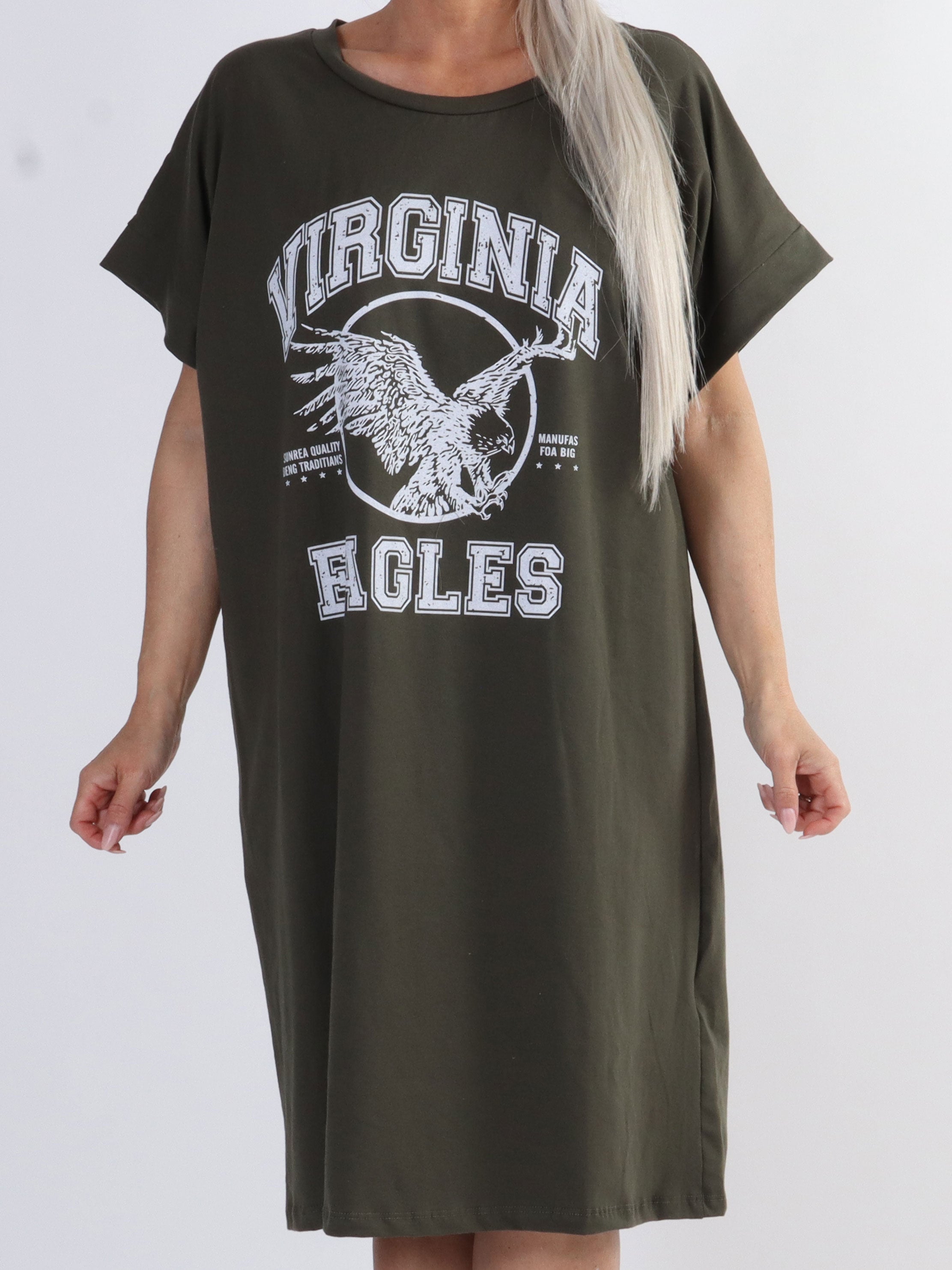 Virginia - Blød plus size t-shirt kjole med motiv